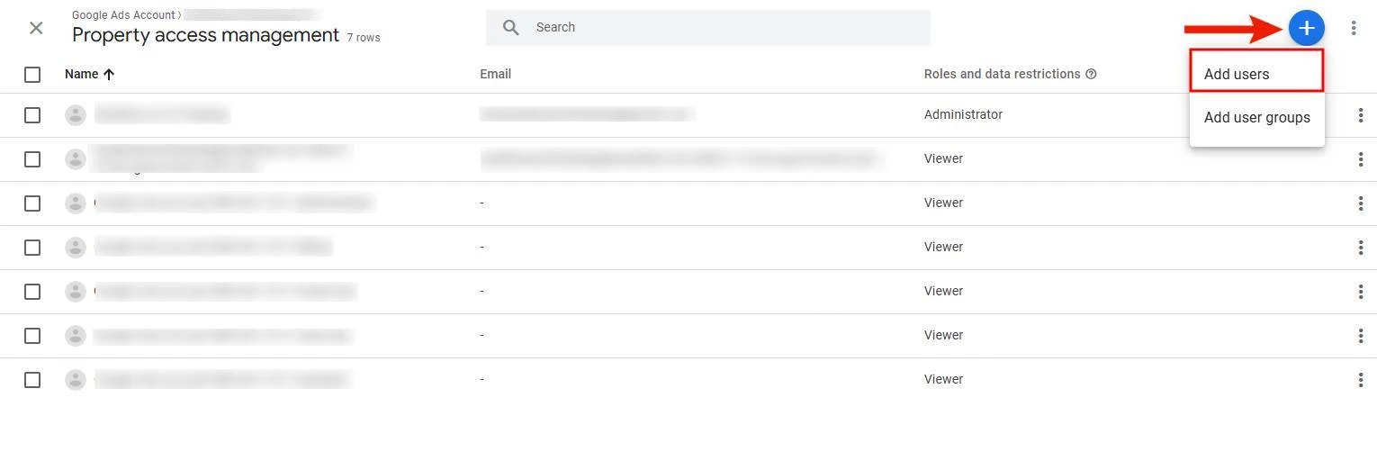 GA4 add user dialog