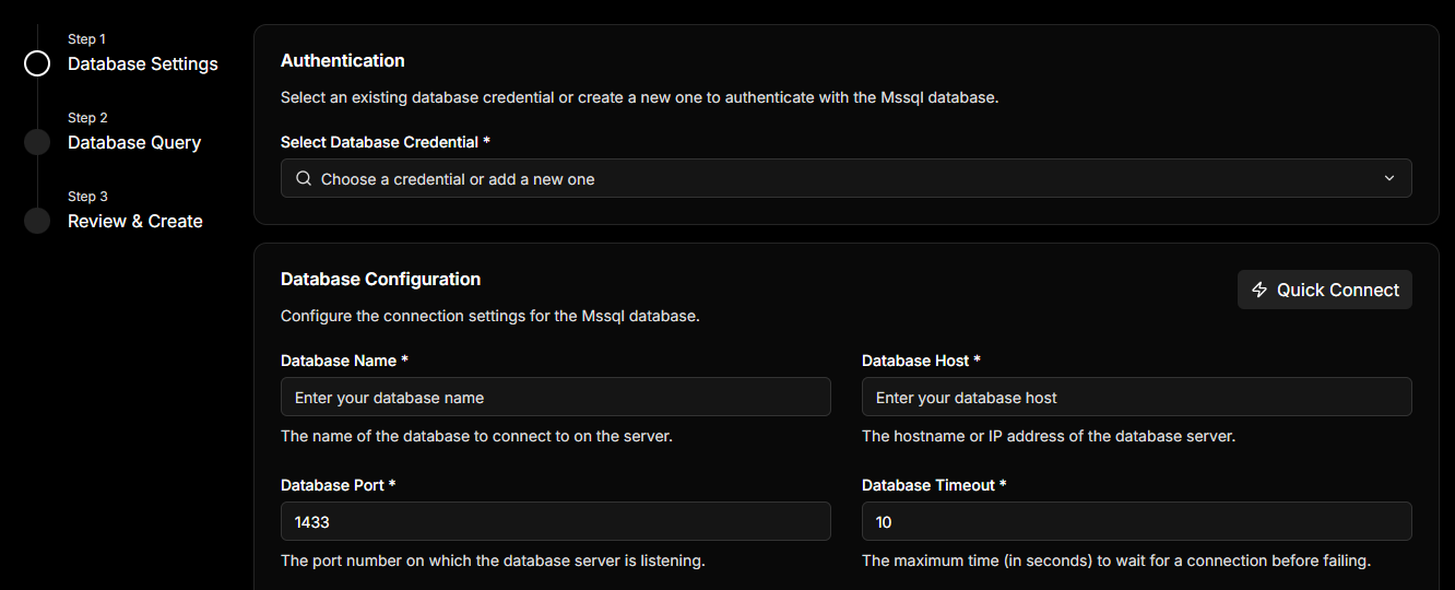 Manual Connect MS SQL Server Method