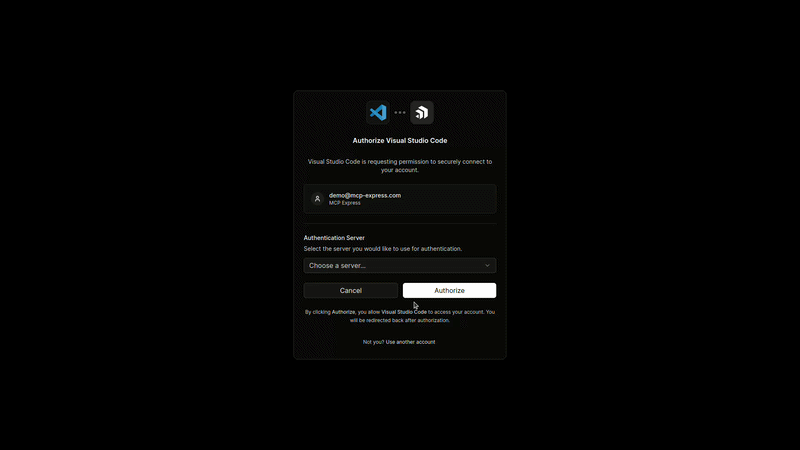 MCP Express Authorization Screen